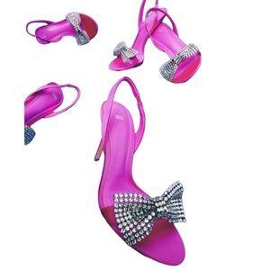 Zara Pink Rhinestone Bow Heels
